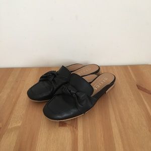 Topshop - Bow-detailed Black Mules